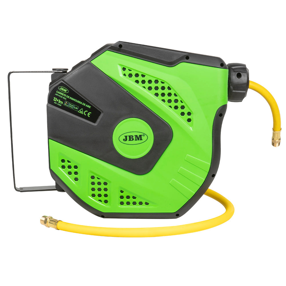 13M AIR HOSE REEL WITH RETRACTABLE - GREEN