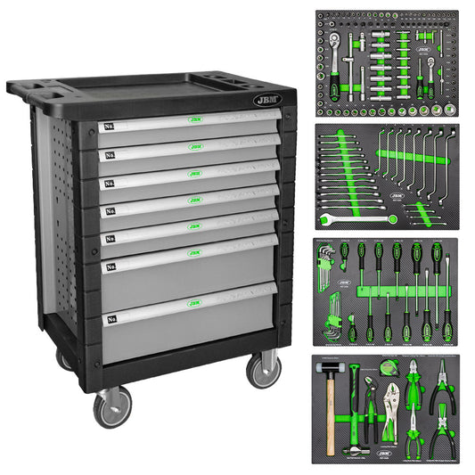 7 DRAWER TOOL TROLLEY - GREY - TOOLS INCLUDED