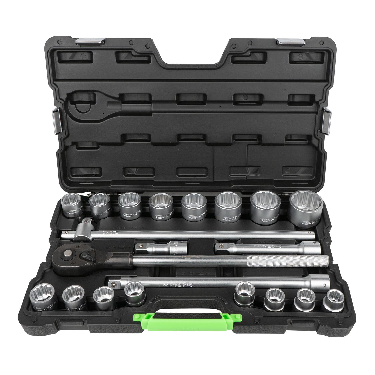 21 PIECES TOOL CASE WITH 3/4" 12-POINT SOCKETS - ZINC FINISH