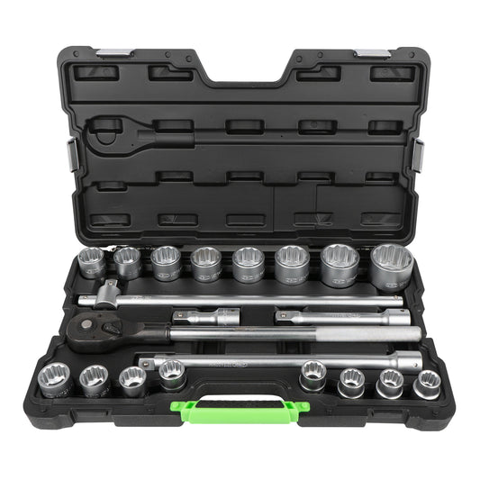 21 PIECES TOOL CASE WITH 3/4" 12-POINT SOCKETS - ZINC FINISH