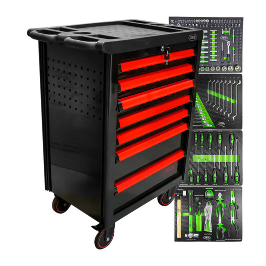 7 DRAWER TOOL TROLLEY - RED - TOOLS INCLUDED