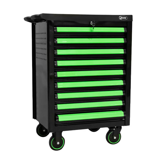 9 DRAWER TOOL TROLLEY WITH ORGANIZERS - GREEN