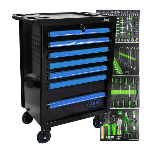 7 DRAWER TOOL TROLLEY - BLUE - TOOLS INCLUDED