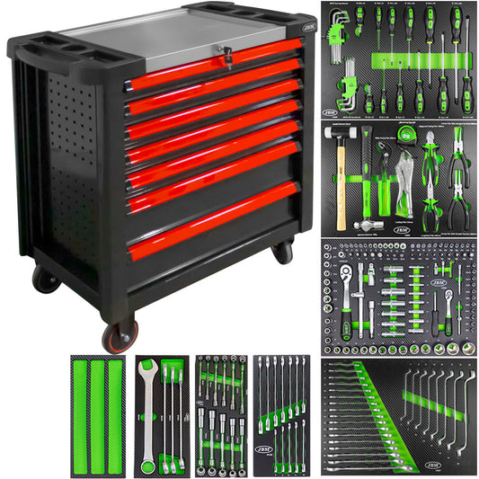 7 DRAWER TOOL TROLLEY XL - RED - TOOLS INCLUDED