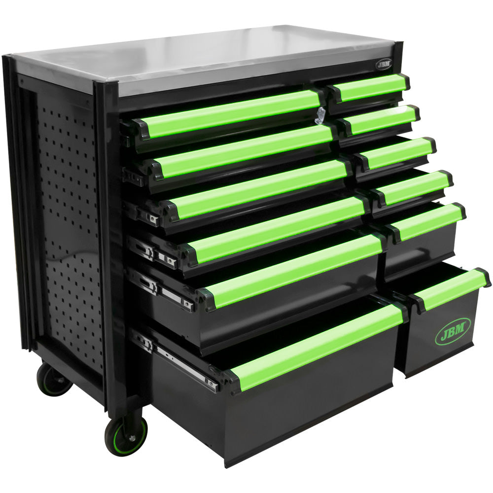 12 DRAWER TOOL TROLLEY - GREEN - TOOLS INCLUDED