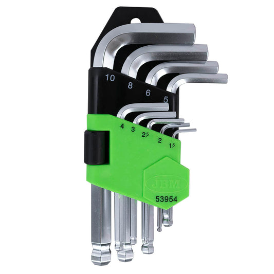 9 PIECES SHORT HEX. KEY SET WITH ROUND TIP