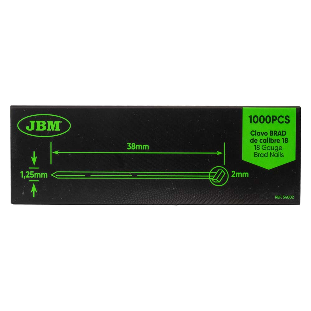 18 GA BRAD NAIL SET 38X1.25MM (1000PCS)