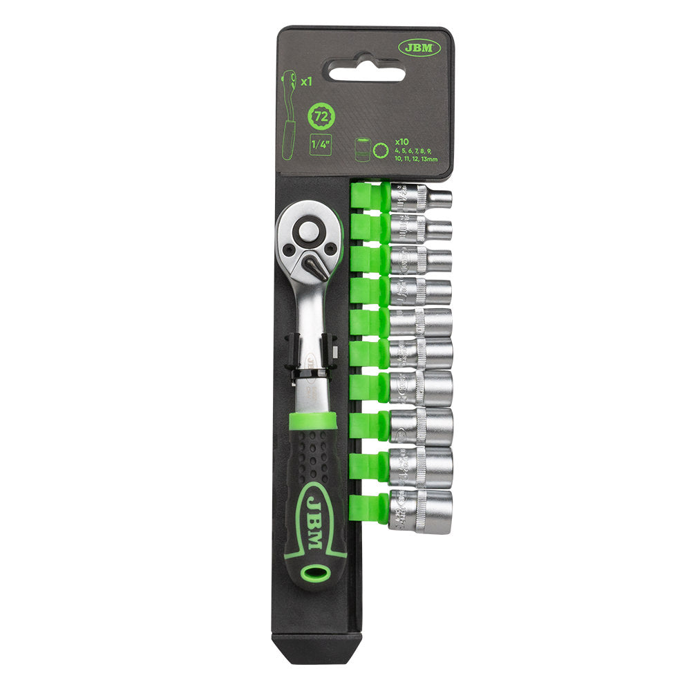 1/4" 72-TEETH RATCHET WITH 12-POINT SOCKETS