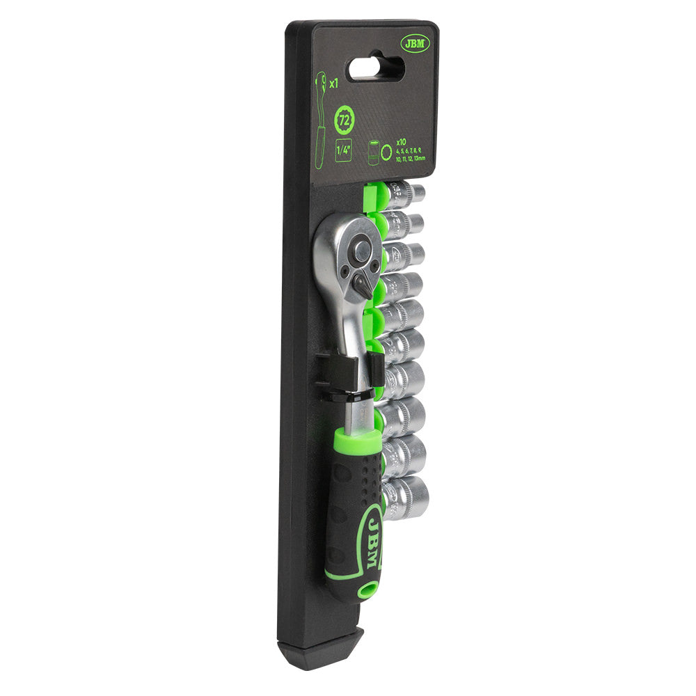1/4" 72-TEETH RATCHET WITH 12-POINT SOCKETS