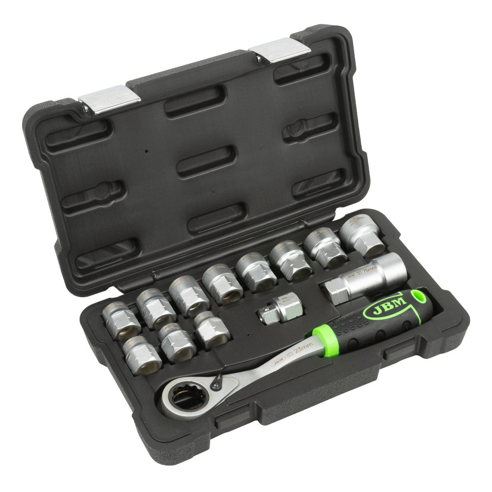 14 PIECES GO-THROUGH SOCKET SET - ZINC FINISH