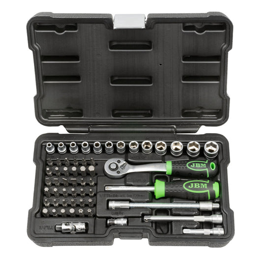 56 PIECES TOOL CASE WITH 1/4" 12-EDGE SOCKETS - ZINC FINISH