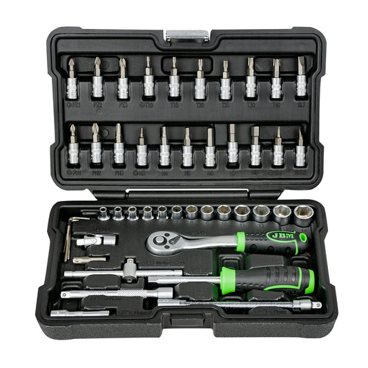 46 PIECES TOOL CASE WITH 1/4" HEX SOCKETS - ZINC FINISH