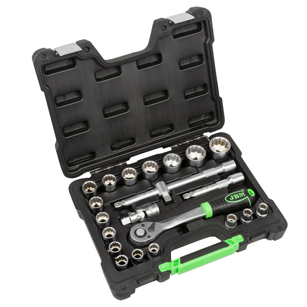 22 PIECES TOOL CASE WITH 1/2" 12-EDGED SOCKETS - ZINC FINISH