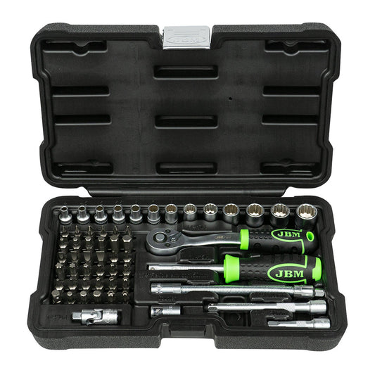 56 PIECES TOOL CASE WITH 12-EDGED SOCKETS - ZINC FINISH