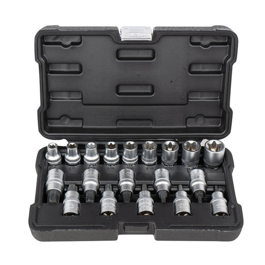 1/2" TORX SOCKET AND SOCKET BIT SET 19 PIECES