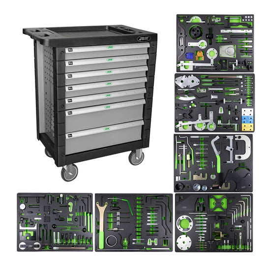 7 DRAWER TOOL TROLLEY - GREY - TIMING TOOL SET INCLUDED