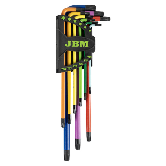 9 PIECES COLOUR PAINTED EXTRA LONG TORX KEY SET