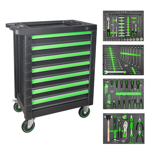 7 EQUAL DRAWERS CABINET - GREEN