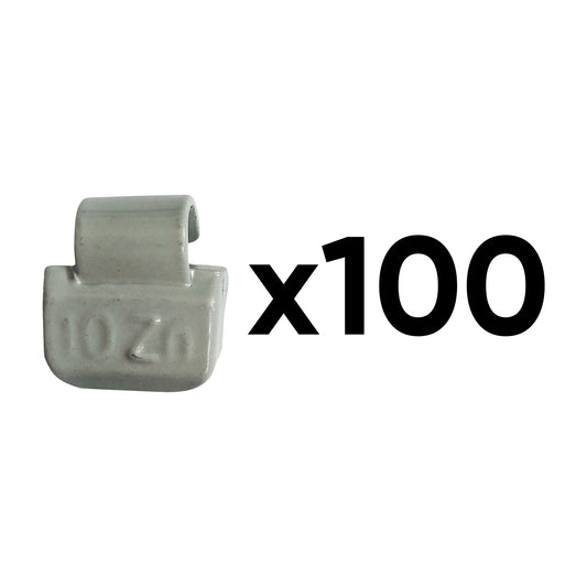 BOX OF 100 ZINC CLIP-ON WEIGHTS 10GR. SPECIAL ALLOY WHEEL