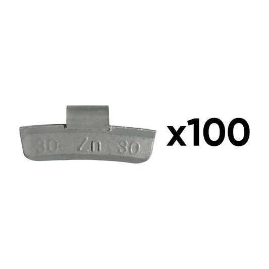 BOX OF 100 ZINC CLIP-ON WEIGHTS 30GR. SPECIAL ALLOY WHEEL