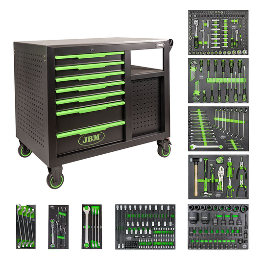 7 FRONTAL DRAWERS 4 LATERAL DRAWERS TOOL TROLLEY - ASSEMBLED WITH TOOLS
