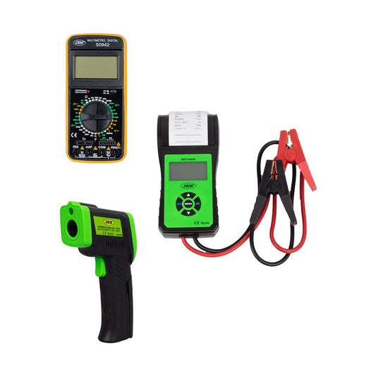 BATTERY TESTER 54040 + DIGITAL MULTIMETER 50942 + LASER THERMOMETER 52162