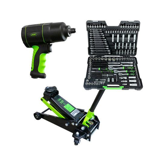 53608 IMPACT WRENCH + 50818 3,5T HEAVY DUTY TROLLEY JACK+ 54034 216 PIECES SET