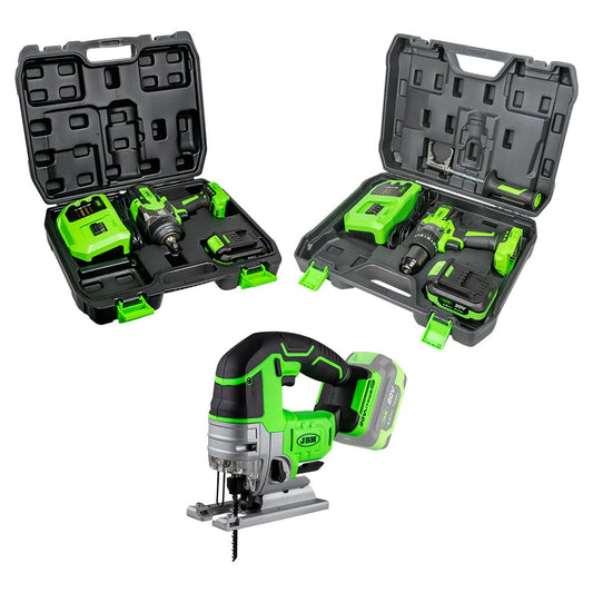 60047C DOUBLE SPEED IMPACT DRILL + 60044C 1/2"  IMPACT WRENCH + 60010 JIG SAW