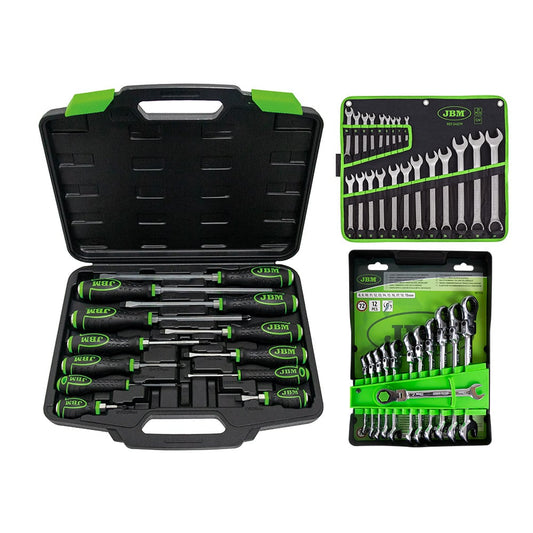 54126 HAMMER CAP SCREWDRIVER+ 54079 COMBINATION SPANNER SET+ 51318 FLEXIBLE HEAD RATCHETING