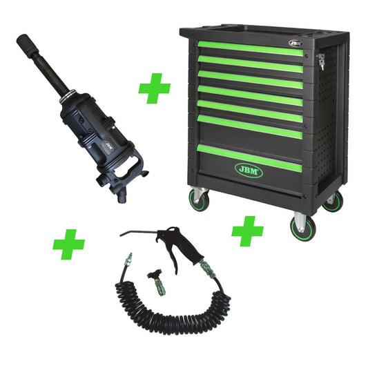 52814 AIR IMPACT WRENCH FOR TRUCKS + 54240 DRAWER TOOL TROLLEY TRUCKS+ 52381 AIR BLOW GUN