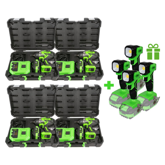 4 X 60044C 1/2" 1300NM BRUSHLESS IMPACT WRENCH + 4 X LED LIGHT  60035 FOR GIFT