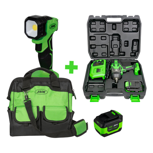 60044C 1/2" BRUSHLESS IMPACT WRENCH + 60015 6.0AH BATTERY+ 60035 LED LIGHT+53702