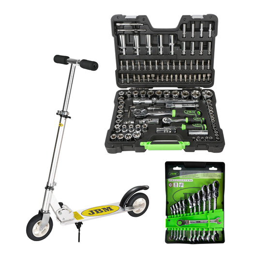 54048 108 PIECES HEX SOCKET SET+ 51318 12 PIECES SPANNER SET+ 53504 SCOOTER