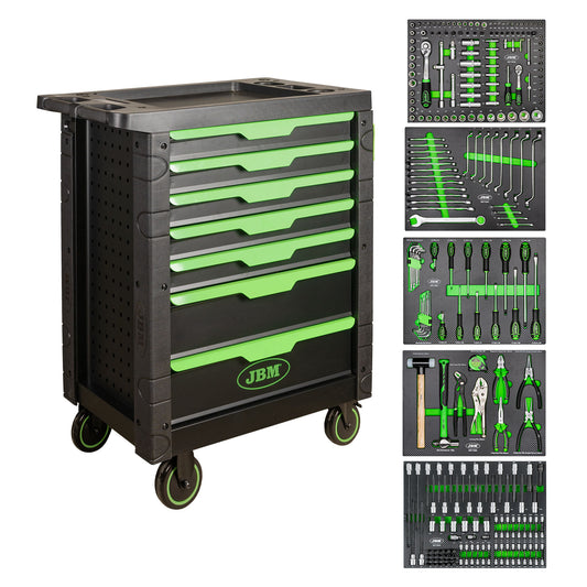 54503 7 DRAWER TOOL TROLLEY GREEN EQUIPPED WITH 276 PIECES