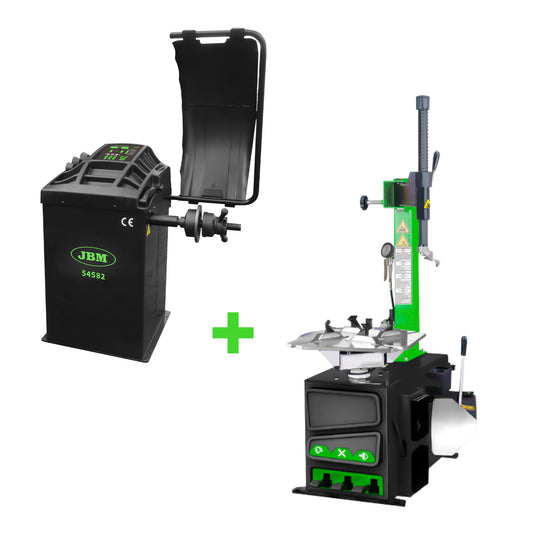 54581 SEMIAUTOMATIC TIRE CHANGER WITH SWING ARM + 54582 DIGITAL WHEEL BALANCER