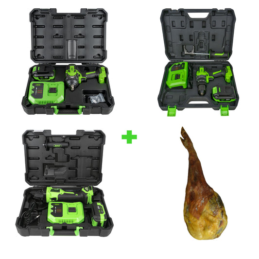 60047C IMPACT DRILL + 60049C ANGLE GRINDER + 60051C IMPACT WRENCH + SPANISH HAM