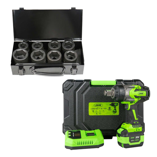 60050C 1" 2300NM CORDLESS BRUSHLESS IMPACT WRENCH WITH CASE + 52348 8 PIECE 1" IMPACT SOCKET