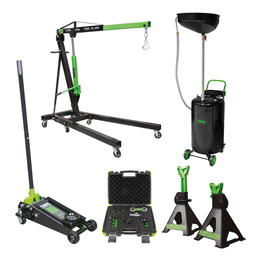 50831 COLLAPSIBLE CRANE 2T + 53779 2 UNITS 3T AXLE STANDS SET + 50818 + 54523 + 53873