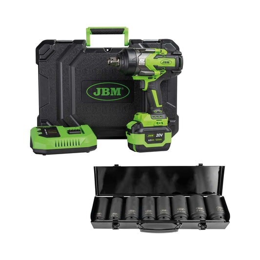 60048C 3/4" 1300NM CORDLESS BRUSHLESS IMPACT WRENCH + 52347 8 PIECE 3/4" IMPACT SOCKET SET