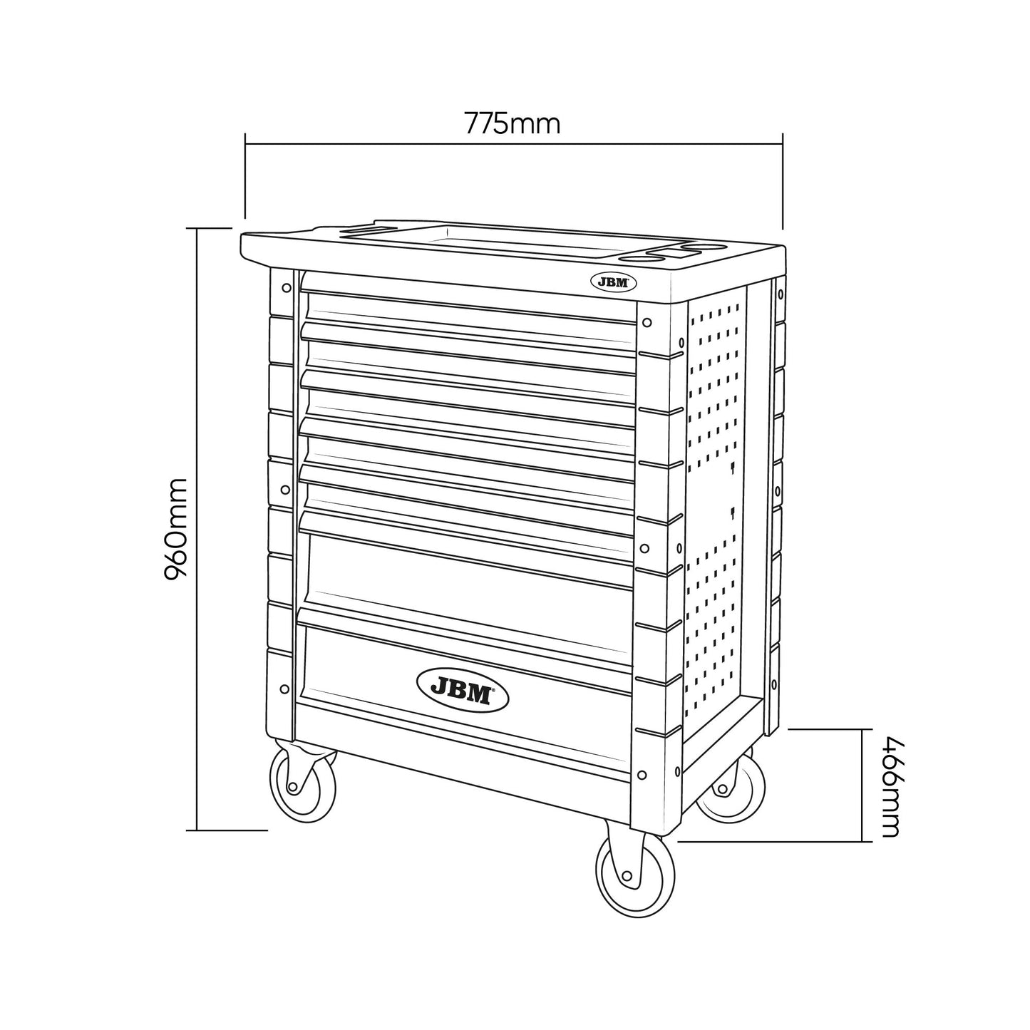 TOOL TROLLEY 7 DRAWERS RED SPECIAL VDE