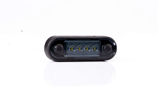 Clearance Lamp LED 12-36V, RED, DARK version, loom 0,15 m, with a flat and round black rubber gasket for a vehicle bullbars.
