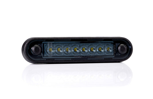 Clearance Lamp LED 12-36V, red, DARK version, loom 0,15m, with a flat and round black rubber gasket for a vehicle bullbars.