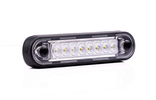 Clearance Lamp LED 12-36V, red, loom 0,15m, with a flat and round black rubber gasket for a vehicle bullbars.