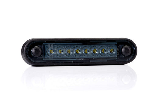 Clearance Lamp LED 12-36V, white, DARK version, loom 0,15 m, with a flat and round black rubber gasket for a vehicle bullbars.