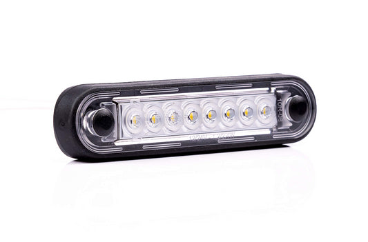 Clearance Lamp LED 12-36V, white, loom 0,15 m, with a flat and round black rubber gasket for a vehicle bullbars.