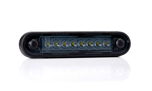 Clearance Lamp LED 12-36V, yellow, DARK version, loom 0,15 m, with a flat and round black rubber gasket for a vehicle bullbars.