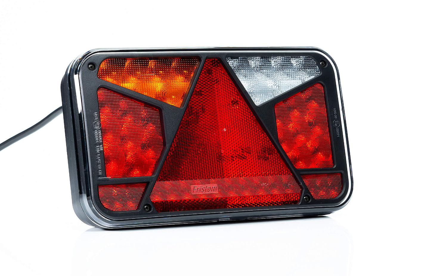 Universal LED 12V right rear lamp with reflective triangle, 6-functional, STOP